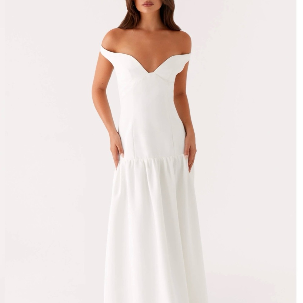 Peppermayo White Off-Shoulder Maxi Gown